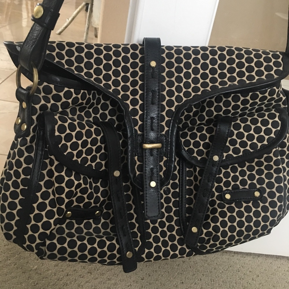 Mia Bossi Tan Polka Dot Reese Messenger bag
